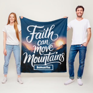 Personalised Faith Can Move Mountains Christian Fleece Blanket