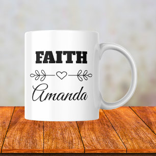 Personalised Faith Heart Christian Coffee Mug