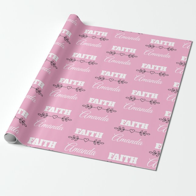 Personalised Faith Heart Christian Wrapping Paper (Unrolled)