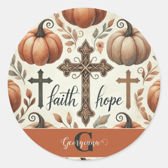 Personalised Faith & Hope Christian Halloween Classic Round Sticker (Front)