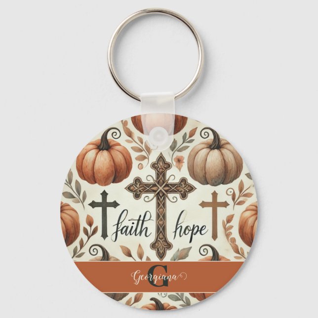 Personalised Faith & Hope Christian Halloween Key Ring (Back)