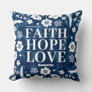 Personalised Faith, Hope, Love Christian Cushion