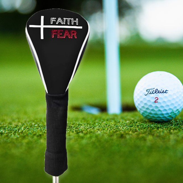 Personalised Faith Over Fear Christian Cross  Golf Head Cover (Faith over Fear Christian Cross Black, Red, and White Golf Head Cover)