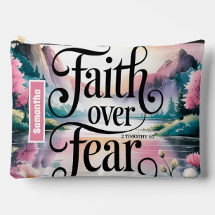 Personalised Faith Over Fear Christian Women Accessory Pouch