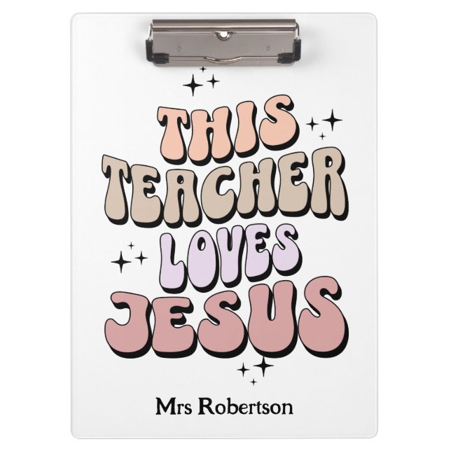 Personalised faith retro teacher appreciation  clipboard (Front)