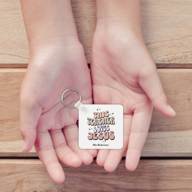 Personalised faith retro teacher appreciation  key ring (Creator Uploaded)
