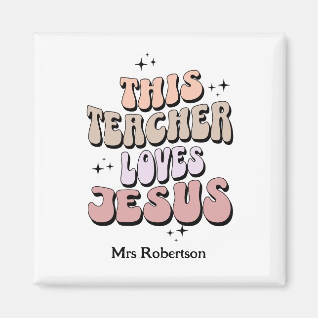 Personalised faith retro teacher appreciation  magnet (Front)
