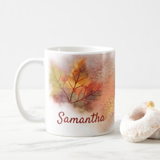 Personalised Fall Abstract Leaf Mug