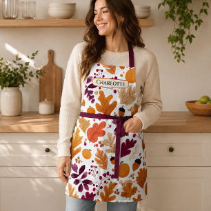 Personalised Fall – Autumn Leaves & Acorns Name Apron