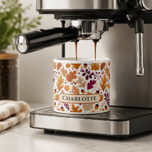 Personalised Fall – Autumn Leaves & Acorns Name Espresso Cup