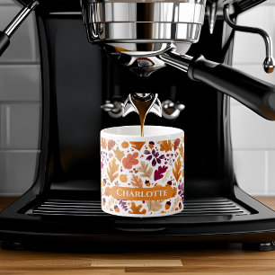 Personalised Fall – Autumn Leaves & Acorns Name Espresso Cup