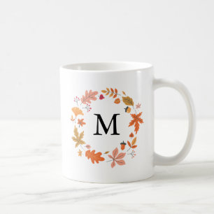 Personalised Fall Autumn Leaves Monogrammed Coffee Mug