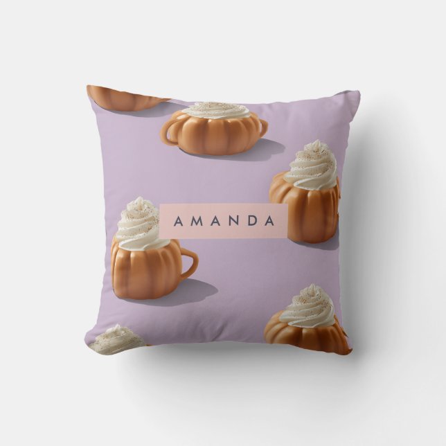 Personalised Fall Autumn Pumpkin Whipped Cream Cushion (Front)