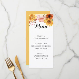 Personalised Fall Blossom Wedding Menu