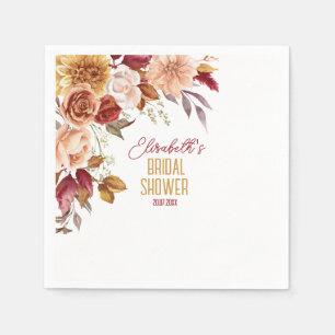 Personalised Fall Boho Floral Bridal Shower Napkin