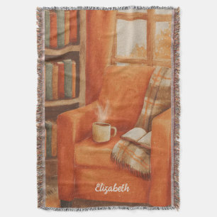 Personalised Fall Book Lover Throw Blanket