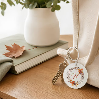 Personalised Fall Botanical Wreath Keychain