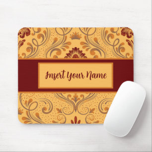 Personalised Fall Brown and Orange Mouse Pad