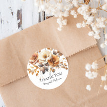 Personalised Fall Brown Floral Elegant Thank You