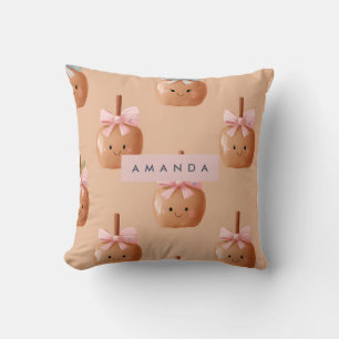 Personalised Fall Cosy Cute Caramel Apple Bow  Cushion