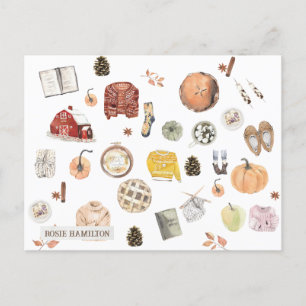 Personalised Fall Cosy October Postcards