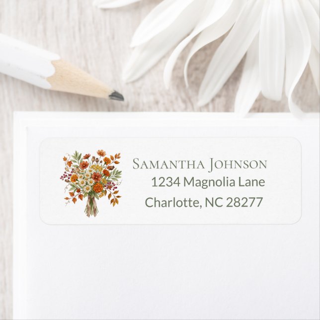 Personalised Fall Floral Return Address Label (Insitu)