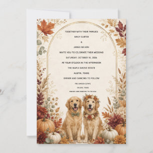Personalised Fall Golden Retriever Wedding Invitation