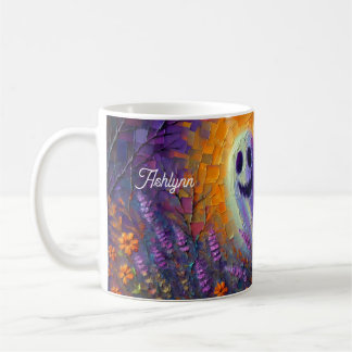 Personalised Fall Halloween Flowers and Ghost Coffee Mug