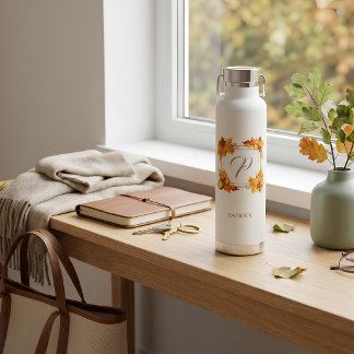 Personalised Fall Harvest Monogram Water Bottle