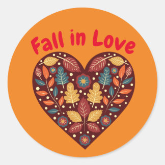 Personalised Fall In Love Autumn Classic Round Sticker