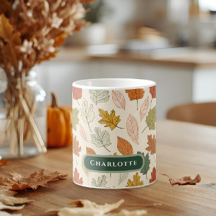 Personalised Fall Leaf Name Gift Coffee Mug