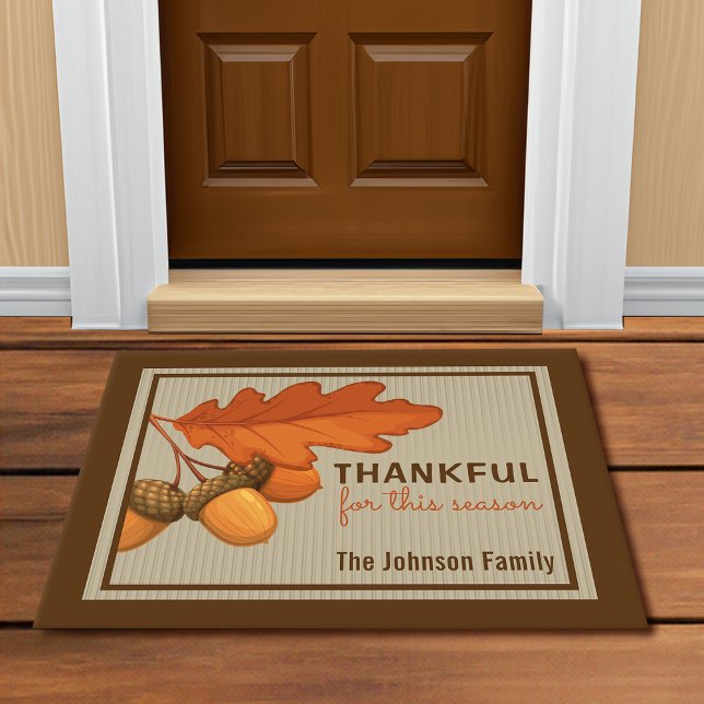 Personalised Fall Leaves Acorns Doormat (Creator Uploaded)