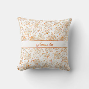 Personalised Fall Leaves Name Design Cushion