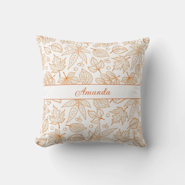 Personalised Fall Leaves Name Design Cushion (Front)