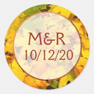 Personalised Fall Leaves Wedding Stickers
