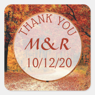 Personalised Fall Leaves Wedding Thank You Sticker