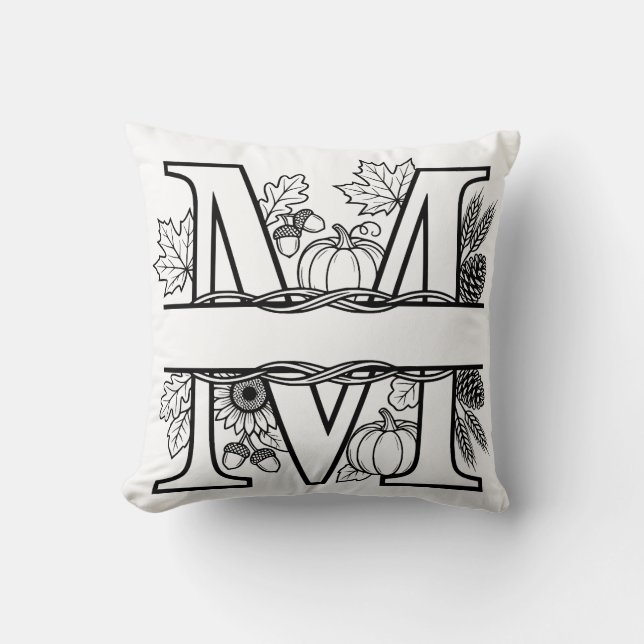 Personalised Fall Monogram "M" Cushion (Front)