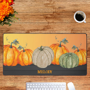 Personalised Fall Office Decor Fall Colour Pumpkin Desk Mat