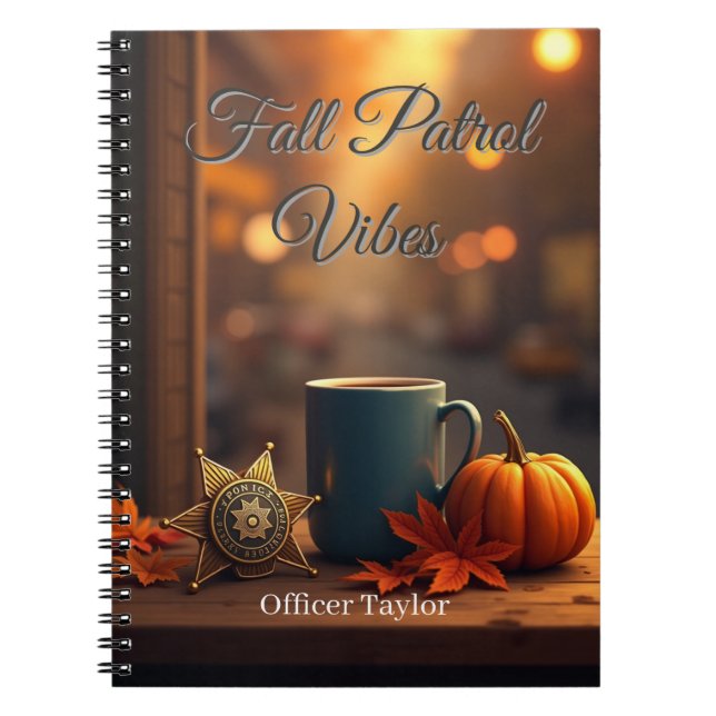 Personalised Fall Patrol Vibes Autumn Police  Notebook (Front)