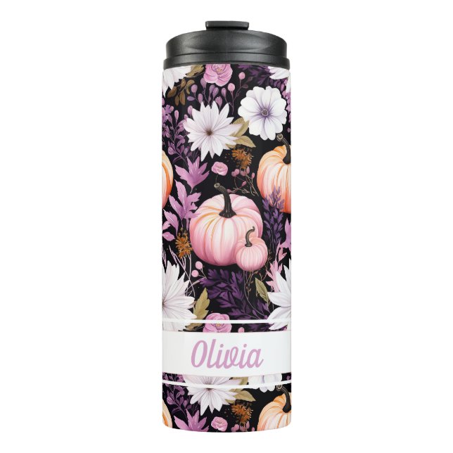 Personalised Fall Pattern Thermal Tumbler (Front)
