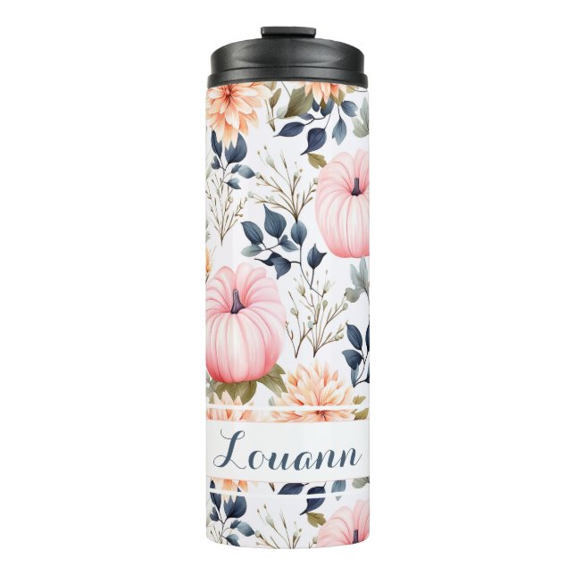 Personalised Fall Pattern Thermal Tumbler (Front)