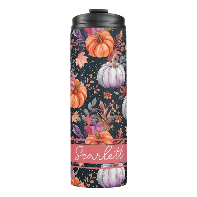 Personalised Fall Pattern Thermal Tumbler (Front)