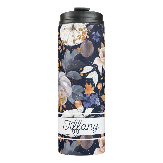 Personalised Fall Pattern Thermal Tumbler (Front)