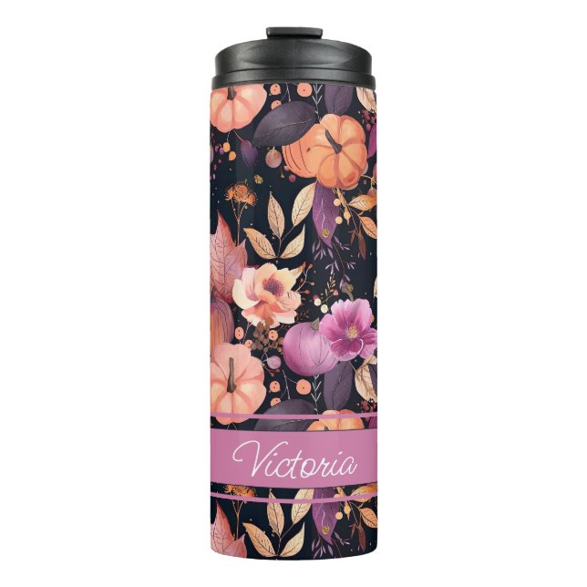 Personalised Fall Pattern Thermal Tumbler (Front)