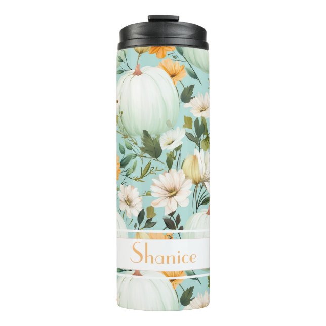 Personalised Fall Pattern Thermal Tumbler (Front)