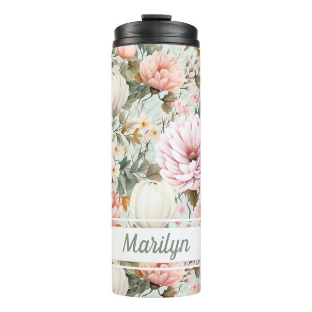 Personalised Fall Pattern Thermal Tumbler (Front)
