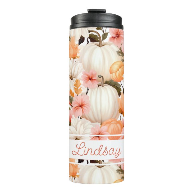 Personalised Fall Pattern Thermal Tumbler (Front)