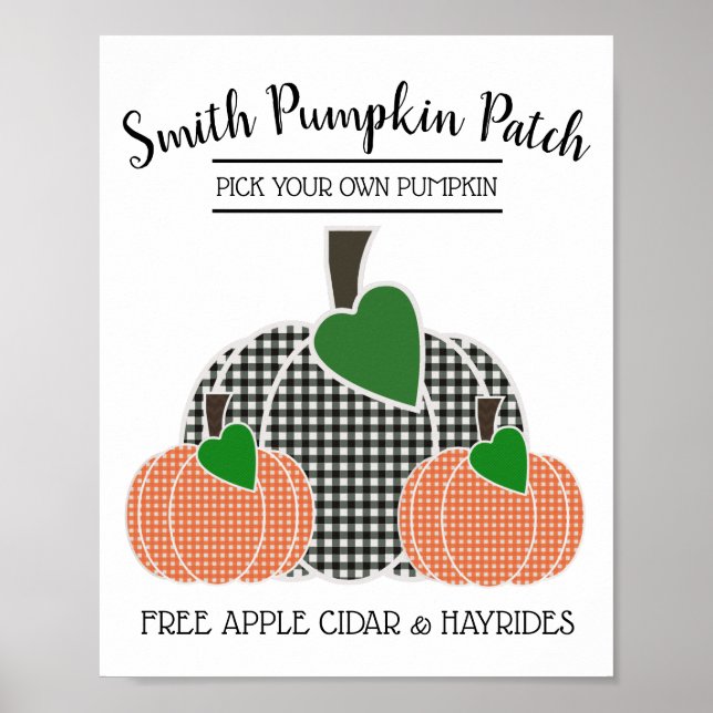 Personalised Fall Plaid Pumpkin Patch Print (Front)