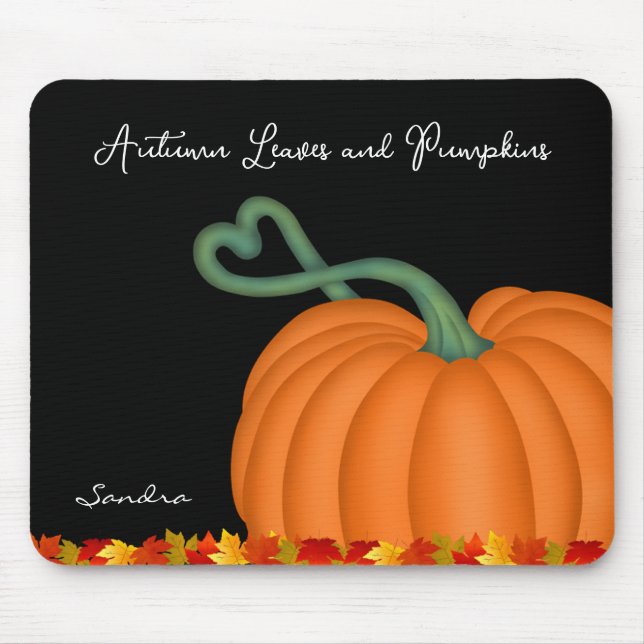Personalised Fall Pumpkin Leaves Mouse Pad (Front)