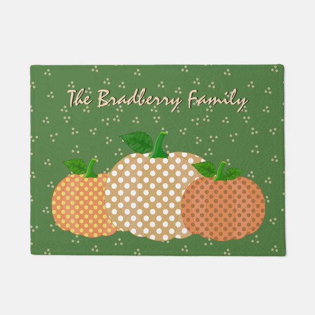 Personalised Fall Pumpkins Door Mat (Front)